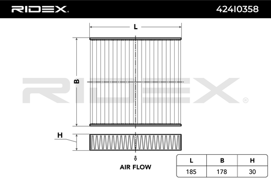 RIDEX Raitisilmasuodatin FIAT,TOYOTA,HONDA 424I0358 08975B4000100,08975K2000100,08975K2003100 Sisäilmansuodatin,Suodatin, Sisäilma 71743821,72880AJ010