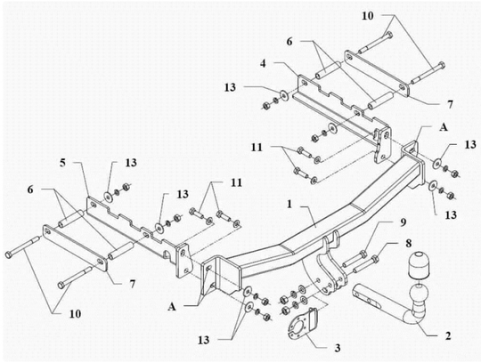 Vetokoukku AUTOHAK C 19 Ford Mondeo '96-00, Seat Toledo '98-06