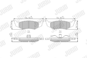Jarrupalasarja, levyjarru, Taka-akseli, chrysler,dodge,lincoln,plymouth, 04882579, 05010936AA, 05011631AA, 05014036AA, 05014036AB, 05182