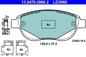 Jarrupalasarja, levyjarru, Etuakseli, citroën,peugeot, 16 111 407 80, 4252 22, 4252 35, 4252 50, 4253 31, 4253 39, 4253 70, 4253 85, 425