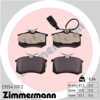 Jarrupalasarja, levyjarru ZIMMERMANN 23554.170.2