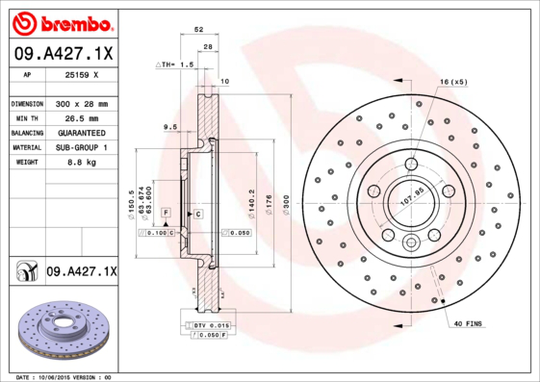 Jarrulevy BREMBO 09.A427.1X