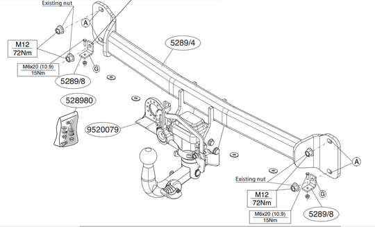 Vetokoukku BRINK 528900 BMW 5, Touring F10, F11