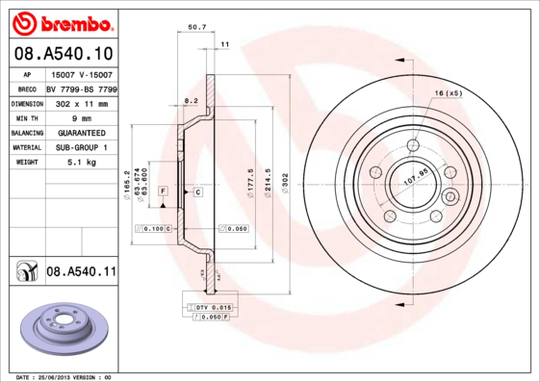 Jarrulevy BREMBO 08.A540.11