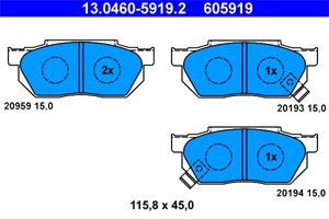 Jarrupalasarja, levyjarru, Etuakseli, honda, 45022-SB0-505, 45022-SB0-670, 45022-SB0-671, 45022-SB0-672, 45022-SH3-G00, 45022-SH3-G03, 4