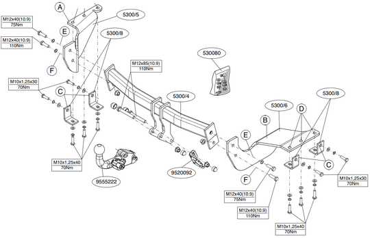 Vetokoukku BRINK 530000 Citroen C-Crosser, Peugeot 4007 '07-, Mitsubishi Outlander '06-12