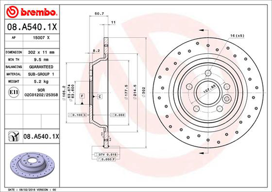 Jarrulevy BREMBO 08.A540.1X