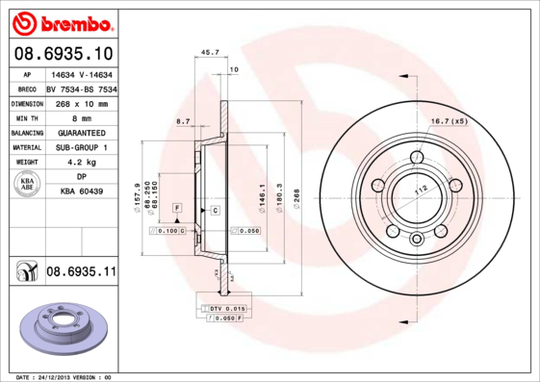 Jarrulevy BREMBO 08.6935.11
