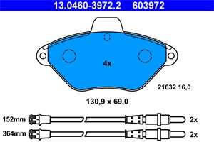 Jarrupalasarja, levyjarru, Etuakseli, citroën xantia break, 4251 57, 4252 92, 95 667 787