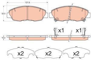 Jarrupalasarja, levyjarru, Etuakseli, honda civic ix, civic sedan ix, 45022-TR3-A00