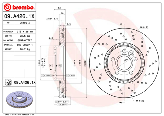 Jarrulevy BREMBO 09.A426.1X