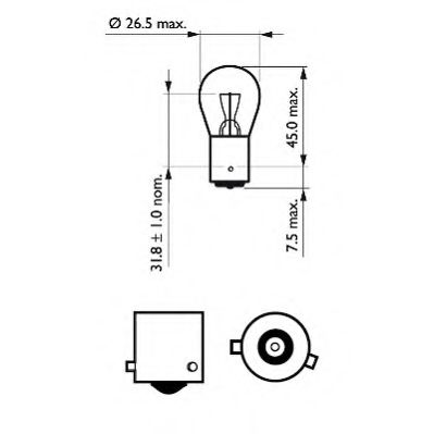 Polttimo, jarru-/takavalo PHILIPS 12088CP