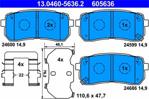 Jarrupalasarja, levyjarru, Taka-akseli, hyundai h-1 cargo, h-1 travel, ix55, kia sorento iii, 58302-3JA50, 58302-4HA50, 58302-C5A70