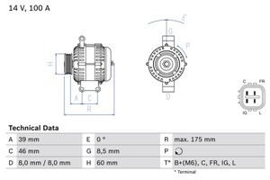 Laturi, honda accord vii, accord tourer vii, civic hatchback viii, civic sedan viii, cr-v iii, element, 31100-RAA-A01, 31100-RAA-A02, 31