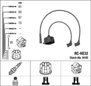 Sytytysjohtosarja, honda,nissan,triumph, 32700-634000, 32700-634013, 32700-634023, 32700-634670, 32700-634671